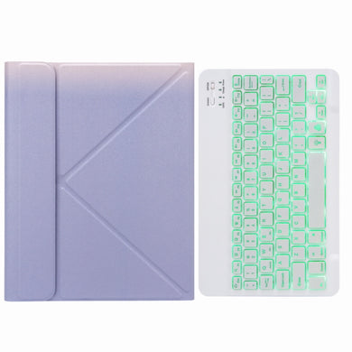 H-097S Monochrome Backlight Bluetooth Keyboard Leather Case with Rear Three-fold Holder For iPad 9.7 2018 & 2017(Purple)