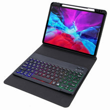 H-109S3 Tri-color Backlight Bluetooth Keyboard Leather Case with Rear Three-fold Holder For iPad Pro 11 inch 2021 & 2020 & 2018 / Air 2020 10.9(Dark Night Green)