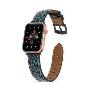 Crocodile Texture Leather Watch Band for Apple Watch Series 8&7 41mm / SE 2&6&SE&5&4 40mm / 3&2&1 38mm(Green)