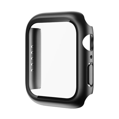 ROCK 2 in 1 PC Frame + Tempered Glass Protector Case For  Apple Watch Series 7 41mm(Black)