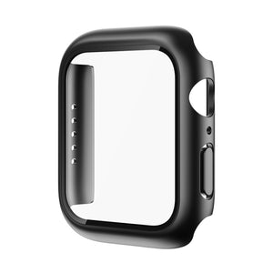 ROCK 2 in 1 PC Frame + Tempered Glass Protector Case For  Apple Watch Series 7 41mm(Black)