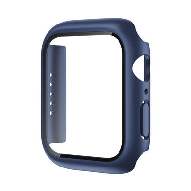 ROCK 2 in 1 PC Frame + Tempered Glass Protector Case For  Apple Watch Series 7 45mm(Blue)