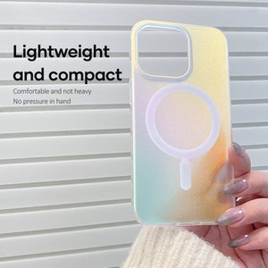 For iPhone 13 mini ROCK Magnetic Aurora TPU + PET Protective Phone Case (Aurora Gold)