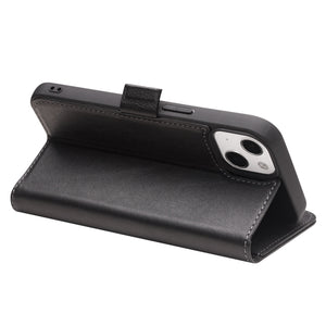 For iPhone 13 QIALINO Magnetic Buckle Leather Phone Case(Black)