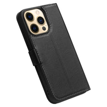 For iPhone 13 Pro Max QIALINO Magnetic Buckle Leather Phone Case (Black)