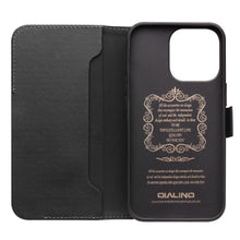 For iPhone 13 Pro Max QIALINO Magnetic Buckle Leather Phone Case (Black)