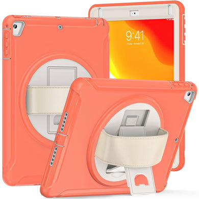 360 Degree Rotation PC + TPU Tablet Case For iPad 9.7 2018 / 2017(Coral Orange)