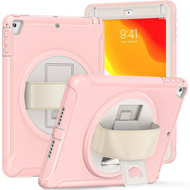 360 Degree Rotation PC + TPU Tablet Case For iPad 9.7 2018 / 2017(Cherry Blossoms Pink)