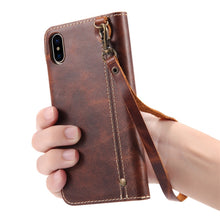 For iPhone XR Denior Oil Wax Cowhide Magnetic Button Horizontal Flip Leather Case with Card Slots & Wallet(Black)