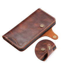 For iPhone XR Denior Oil Wax Cowhide Magnetic Button Horizontal Flip Leather Case with Card Slots & Wallet(Brown)