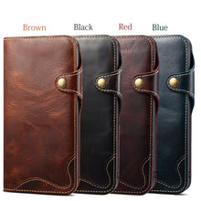 For iPhone 11 Denior Oil Wax Cowhide Magnetic Button Horizontal Flip Leather Case with Card Slots & Wallet(Dark Blue)