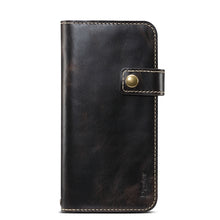 For iPhone 11 Denior Oil Wax Cowhide DK Magnetic Button Horizontal Flip Leather Case with Holder & Card Slots & Wallet(Black)