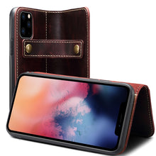 For iPhone 11 Denior Oil Wax Cowhide DK Magnetic Button Horizontal Flip Leather Case with Holder & Card Slots & Wallet(Dark Red)