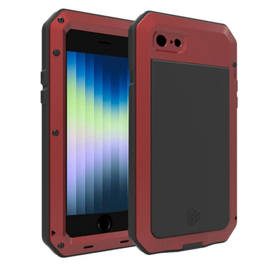 For iPhone SE 2022 / SE 2020 / 8 / 7 Triple-proof Silicone Zinc Alloy Case(Red)