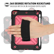 For iPad Mini 5 / 4 Contrast Color Silicone + PC Combination Case with Holder(Black + Rose Red)