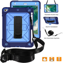 For iPad Mini 5 / 4 Contrast Color Silicone + PC Combination Case with Holder(Navy Blue + Blue)