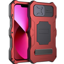 For iPhone 13 Metal + Silicone Sliding Camshield Holder Phone Case(Red)