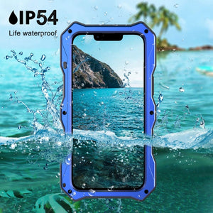 For iPhone 13 Pro Metal + Silicone Sliding Camshield Holder Phone Case (Blue)