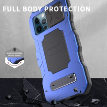 For iPhone 12 Pro Max Metal + Silicone Sliding Camshield Holder Phone Case(Blue)