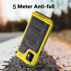 For iPhone 12 Metal + Silicone Phone Case with Screen Protector(Yellow)