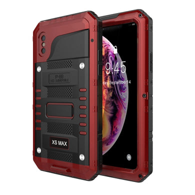 For iPhone XR Metal + Silicone Phone Case with Screen Protector(Red)