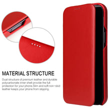 For iPhone 13 mini Fierre Shann Magnetic Genuine Leather Phone Case (Red)