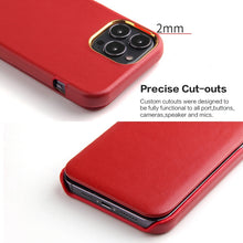For iPhone 13 mini Fierre Shann Magnetic Genuine Leather Phone Case (Red)