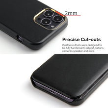 For iPhone 13 mini Fierre Shann Magnetic Genuine Leather Phone Case (Black)