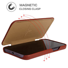 For iPhone 13 Pro Max Fierre Shann Magnetic Genuine Leather Phone Case (Brown)