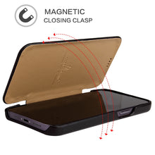 For iPhone 13 Pro Max Fierre Shann Magnetic Genuine Leather Phone Case (Black)