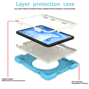For iPad mini 2021 Silicone + PC Full Body Protection Tablet Case With Holder & Strap(Sky Blue)