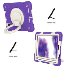 For iPad mini 2021 Silicone + PC Full Body Protection Tablet Case With Holder & Strap(Dark Purple)