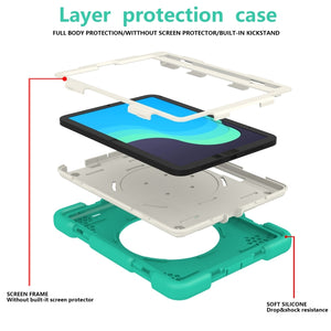 For iPad mini 2021 Silicone + PC Full Body Protection Tablet Case With Holder & Strap(Mint Green)