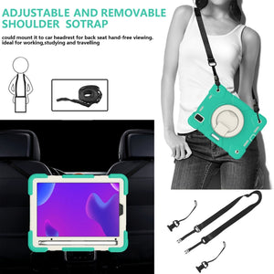 For iPad mini 2021 Silicone + PC Full Body Protection Tablet Case With Holder & Strap(Mint Green)