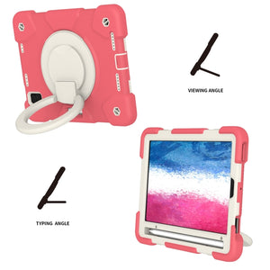 For iPad mini 2021 Silicone + PC Full Body Protection Tablet Case With Holder & Strap(Red)