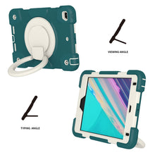 For iPad mini 4 2015/mini 2019 Silicone + PC Full Body Protection Tablet Case With Holder & Strap(Dark Green)