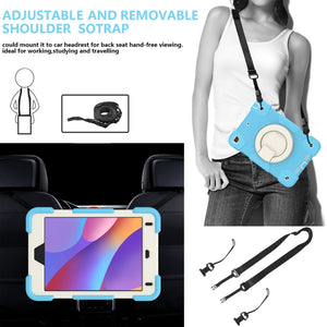For iPad mini 4 2015/mini 2019 Silicone + PC Full Body Protection Tablet Case With Holder & Strap(Sky Blue)