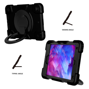For iPad mini 4 2015/mini 2019 Silicone + PC Full Body Protection Tablet Case With Holder & Strap(Black)