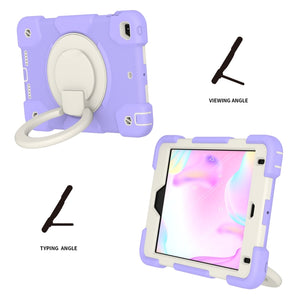 For iPad mini 4 2015/mini 2019 Silicone + PC Full Body Protection Tablet Case With Holder & Strap(Purple)
