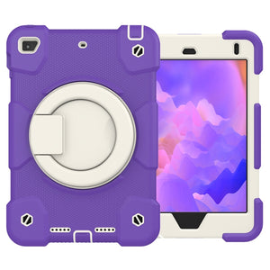 For iPad mini 4 2015/mini 2019 Silicone + PC Full Body Protection Tablet Case With Holder & Strap(Dark Purple)