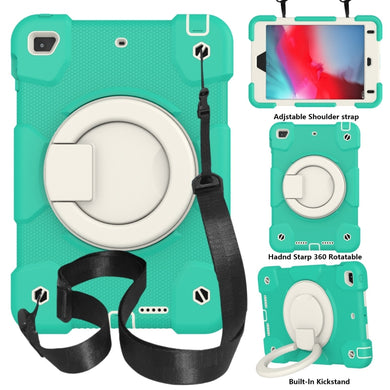 For iPad mini 4 2015/mini 2019 Silicone + PC Full Body Protection Tablet Case With Holder & Strap(Mint Green)