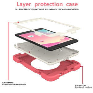 For iPad mini 4 2015/mini 2019 Silicone + PC Full Body Protection Tablet Case With Holder & Strap(Red)