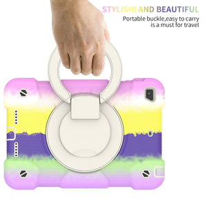 For iPad mini 4 2015/mini 2019 Silicone + PC Full Body Protection Tablet Case With Holder & Strap(Colorful Purple)