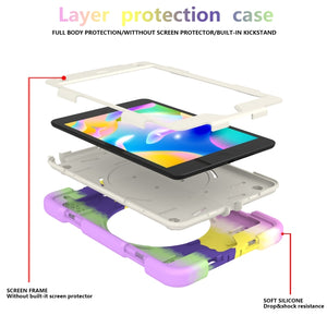 For iPad mini 4 2015/mini 2019 Silicone + PC Full Body Protection Tablet Case With Holder & Strap(Colorful Purple)