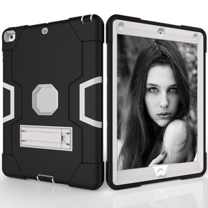 For iPad 4 / 3 / 2 Silicone + PC Protective Case with Stand(Black + White)