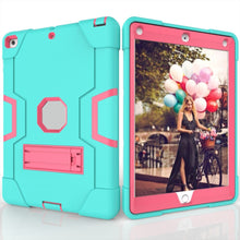 For iPad 4 / 3 / 2 Silicone + PC Protective Case with Stand(Mint Blue + Red)