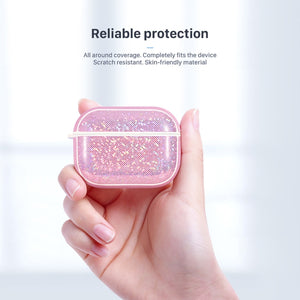 NIILLKIN Anti-fall PU + TPU Shining Protection Glitter Case for AirPods Pro(Pink)