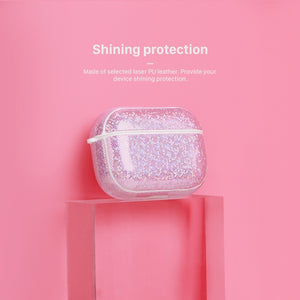 NIILLKIN Anti-fall PU + TPU Shining Protection Glitter Case for AirPods Pro(Pink)