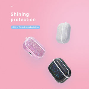 NIILLKIN Anti-fall PU + TPU Shining Protection Glitter Case for AirPods Pro(White)