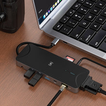 V240 12-in-1 Multifunctional USB-C / Type-C 3.1 Male HUB Docking Station(Black)